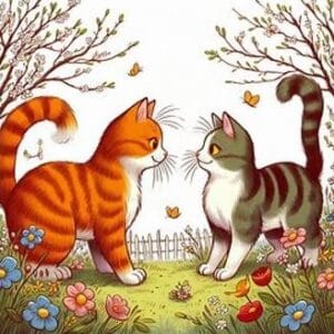 Eilerascio apie kates ir peles iliustracija