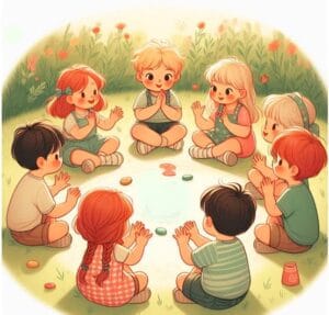 Pele, pele pas ką žiedas žydi žaidimo iliustracija