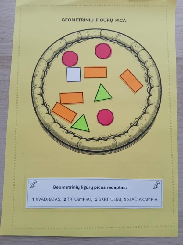 "Geometrinių figūrų pica" šablonas